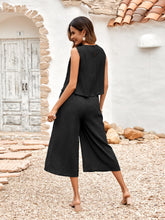Load image into Gallery viewer, Vacay Ready Textured Round Neck Sleeveless Wide Leg Jumpsuit