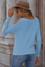 Load image into Gallery viewer, Round Neck Cold Shoulder Long Sleeve Sweater