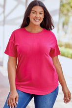 Load image into Gallery viewer, Ribbed Drop Shoulder Curved Hem Top