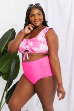 Load image into Gallery viewer, Sanibel Crop Swim Top and Ruched Bottoms Set in Pink