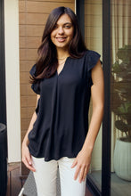 Load image into Gallery viewer, Ruffle Shoulder Notched Neck Blouse