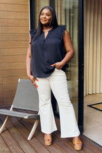 Load image into Gallery viewer, Ruffle Shoulder Notched Neck Blouse
