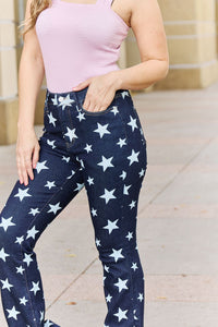 Janelle Full Size High Waist Star Print Flare Jeans