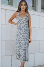 Load image into Gallery viewer, Leopard Sleeveless Slit Midi Dress