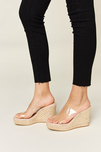 Clear Strap Espadrille Platform Wedge Sandals