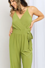 Load image into Gallery viewer, Tied Spaghetti Strap Surplice Jumpsuit in Olive