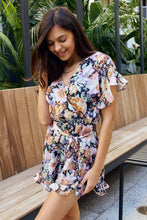 Load image into Gallery viewer, Floral Tie Belt Ruffled Romper