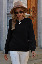 Load image into Gallery viewer, Stud Trim Round Neck Sweater