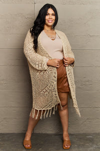 Boho Chic Full SWestern Knit Fringe Cardigan