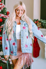 Load image into Gallery viewer, Star Sequin Button Up Denim Jacket