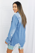 Load image into Gallery viewer, Distressed Raw Hem Denim Jacket