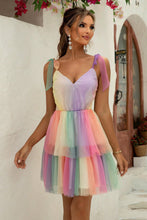 Load image into Gallery viewer, Over the Rainbow Gradient Tie-Shoulder Layered Dress
