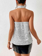Load image into Gallery viewer, Crystal Sequin Halter Neck Tank