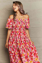 Load image into Gallery viewer, Debra Floral Off-Shoulder Frill Trim Maxi Dress