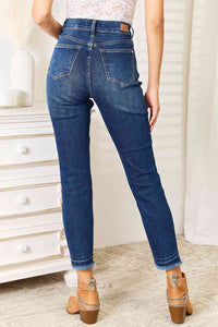 High Waist Released Hem Slit Jeans
