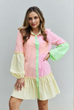 Load image into Gallery viewer, Flying Colors  Colorblock Long Sleeve Shirt Dress