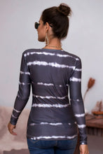 Load image into Gallery viewer, Tie-Dye Plunge Long Sleeve Top