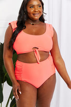 Load image into Gallery viewer, Swim Sanibel Crop Swim Top and Ruched Bottoms Set in Coral