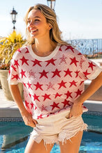 Load image into Gallery viewer, Star Pattern Round Neck Short Sleeve Knit Top