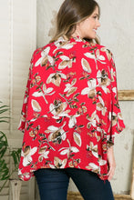 Load image into Gallery viewer, Floral Open Front Three-Quarter Sleeve Cardigan