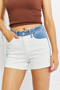 Desiree High Waisted Two-Tone Shorts