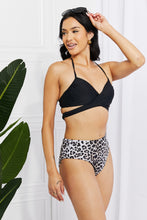 Load image into Gallery viewer, Swim Summer Splash Halter Bikini Set in Black
