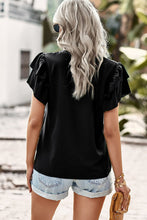 Load image into Gallery viewer, Contrast Ruffle Trim Flutter Sleeve Blouse