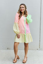 Load image into Gallery viewer, Flying Colors  Colorblock Long Sleeve Shirt Dress
