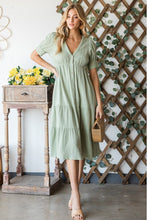 Load image into Gallery viewer, Breeze Gauze Button Front Midi Dress in Sage