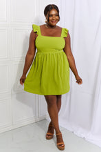 Load image into Gallery viewer, Empire Line Ruffle Sleeve Dress in Lime
