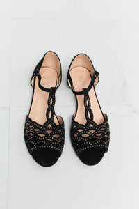 Rhinestone Cutout Peep Toe Sandals