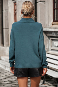 Fringe Turtle Neck Tassel Front Long Sleeve Pullover Sweater