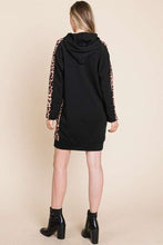 Load image into Gallery viewer, Drawstring Leopard Long Sleeve Hooded Dress