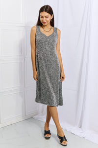 Meet Me Halfway Heart Neck A-Line Dress in Charcoal