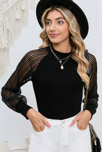 Load image into Gallery viewer, Round Neck Semi-Sheer Sleeve Blouse