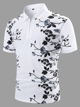 Load image into Gallery viewer, Floral Zip Short Sleeve Polo Shirt