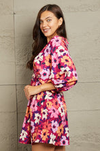 Load image into Gallery viewer, Peace &amp; Love Floral Print Mini Dress