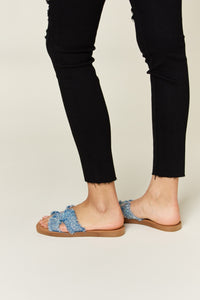 Raw Trim Denim H-Band Flat Sandals