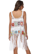 Load image into Gallery viewer, Openwork Fringe Detail Embroidery Sleeveless Cover-Up