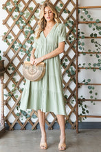Load image into Gallery viewer, Breeze Gauze Button Front Midi Dress in Sage