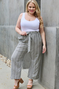 Find Your Path Paper bag Waist Striped Culotte Pants