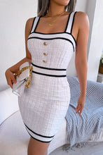 Load image into Gallery viewer, Contrast Trim Decorative Button Sleeveless Knit Dress