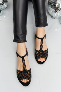 Rhinestone Cutout Peep Toe Sandals