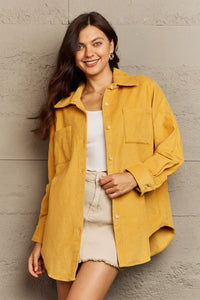 Collared Neck Dropped Shoulder Button-Down Jacket