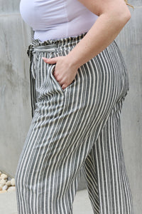 Find Your Path Paper bag Waist Striped Culotte Pants