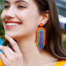 Load image into Gallery viewer, Bead Stainless Steel Rainbow Dangle Earrings
