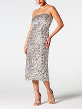 Load image into Gallery viewer, Shine Girl Sequin Straight Neck Midi Wrap Dress