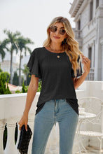 Load image into Gallery viewer, Eyelet Flutter Sleeve Round Neck Top