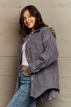 Load image into Gallery viewer, Collared Neck Dropped Shoulder Button-Down Jacket