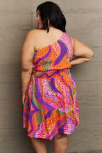 Load image into Gallery viewer, Fall Back Plus Size One Shoulder Mini Tiered Dress